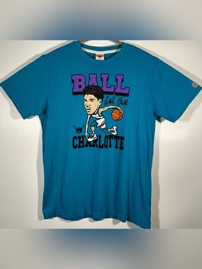 Homage LaMelo Ball Men M Heathered Teal Charlotte Hornets Caricature Tri-Blend T